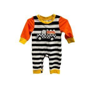 Baby Boys Striped Truck Long Sleeve Romper Outfit Size 0-3M